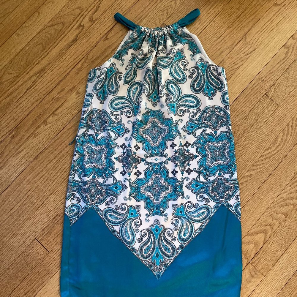 NWT Max Studio Satin Sleeveless Paisley Dress Sz Med